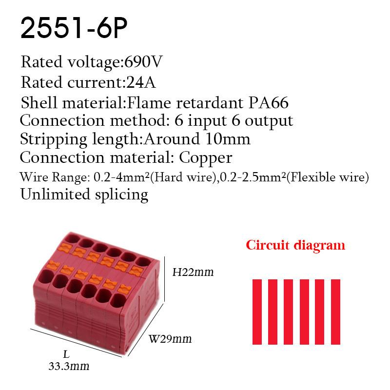 Zasouvací drátové konektory Elektrický kabel Svorkovnice Vícenásobný vstup/výstup na lištu DIN s upevňovacím otvorem Spojovací DIY připojení