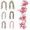 Green Leaves Christmas Pink Berries Wreath DIY Simulation Plants  New Year