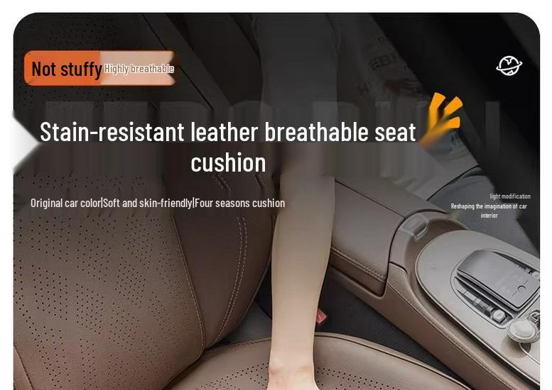 Lantu Universal Car Seat Cushion - Breathable Nappa Leather for All Seasons (Free/Zhiyin/Mengxiangjia/ZhuiGuang)