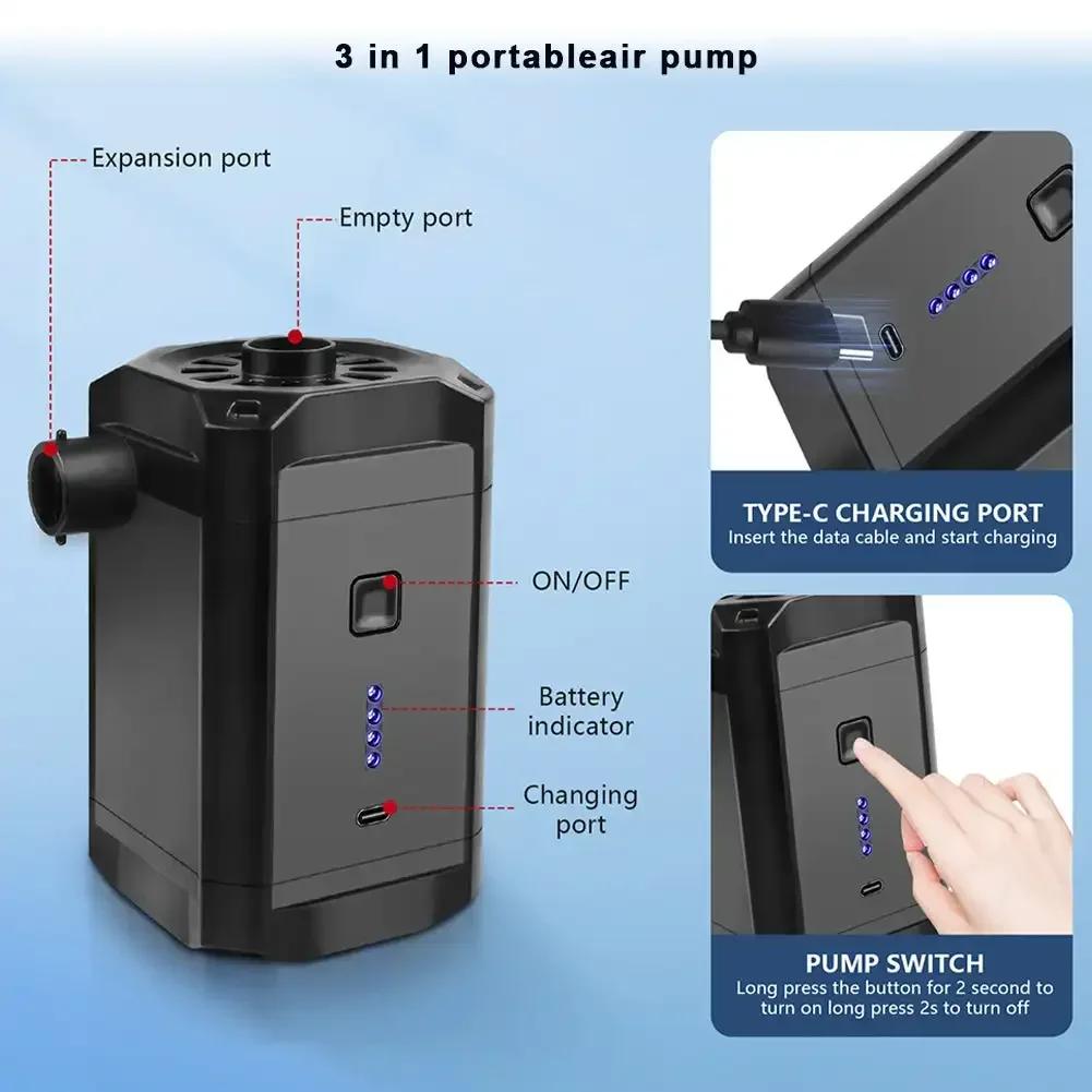 5200mAh Wireless Electric Air Pump Portable Car Air Compressor for Air Cushions Air Beds Swimming Ring Inflatable Pumps