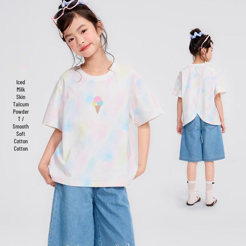 Girls Ice Cream Tie-Dye Print Short Sleeve T-Shirt 120