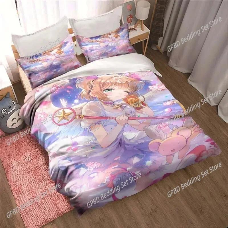 Comforter Anime Cardcaptor Sakura Bedding Set 3D Printed Suitable For Bedroom Kids Home Textile