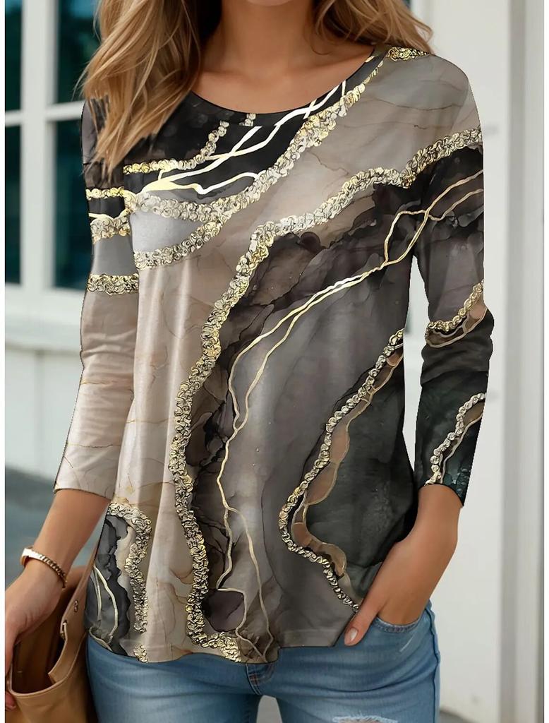 Fashion Women's Autumn Pullover Long Sleeve T-shirts 3d Printed Graphic Colorful ButterflyO Neck Oversized Casual Tee Imitation Cotton Material 2024