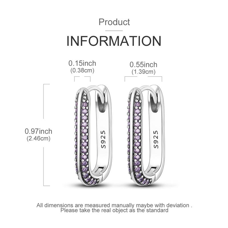 925 Silver Earrings Sparking Colorful Zirconia Hoop Earrings For Women Girls Party Anniversary Jewelry Gifts
