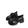 Retro British Style Black Small Leather Shoes Women's Autumn New Velvet Thick-soled Heightening Small Loafers