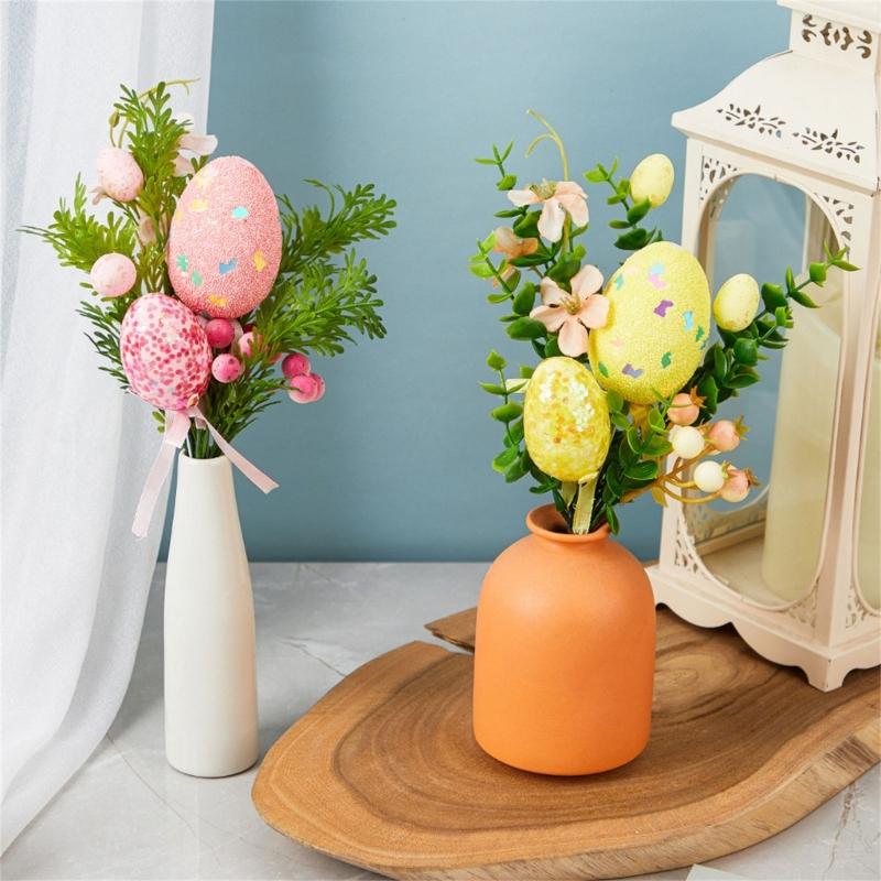 Sophisticated Easters Foam Eggs Bouquet Decoration Bright Color Suitable for Holiday Atmosphere Home Party Display