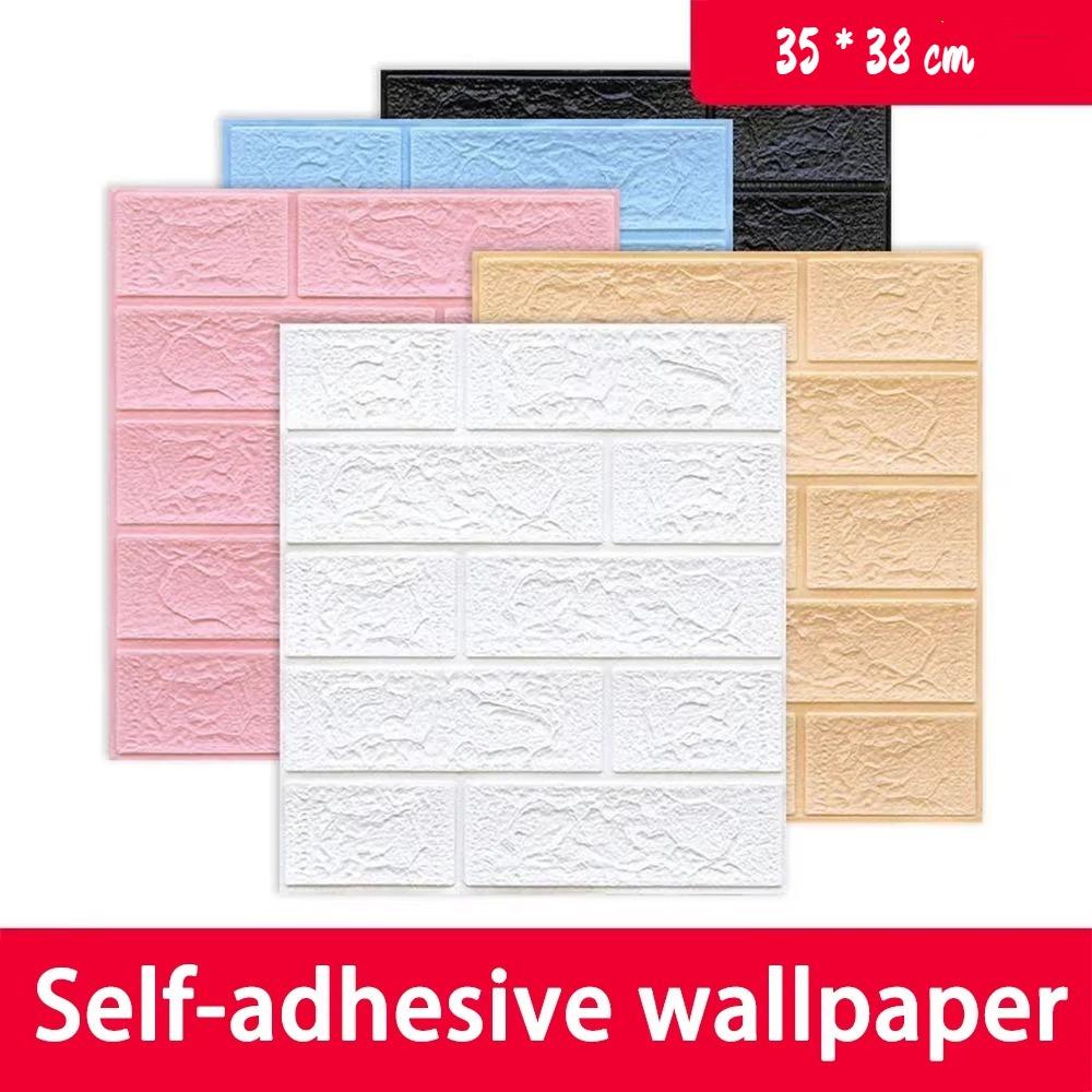 

35x38cm Foam Brick Wallpaper Moisture-proof Wall Decals 3D Wall Stickers Wall Decoration 35*38cm синій