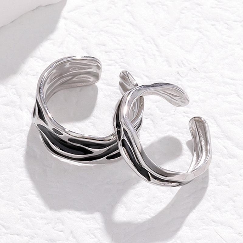 Stainless Steel Titanium Couple Rings - Cold Style, Non-Fading, Drip Oil, Open Design, Versatile Accessories