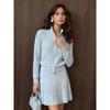 Knit Cardigan Sweaters Mini Pleated Skirt Sets Zip Soft Swing Flowy High Waist Short Skirt Cardigan Lounge Matching Sets