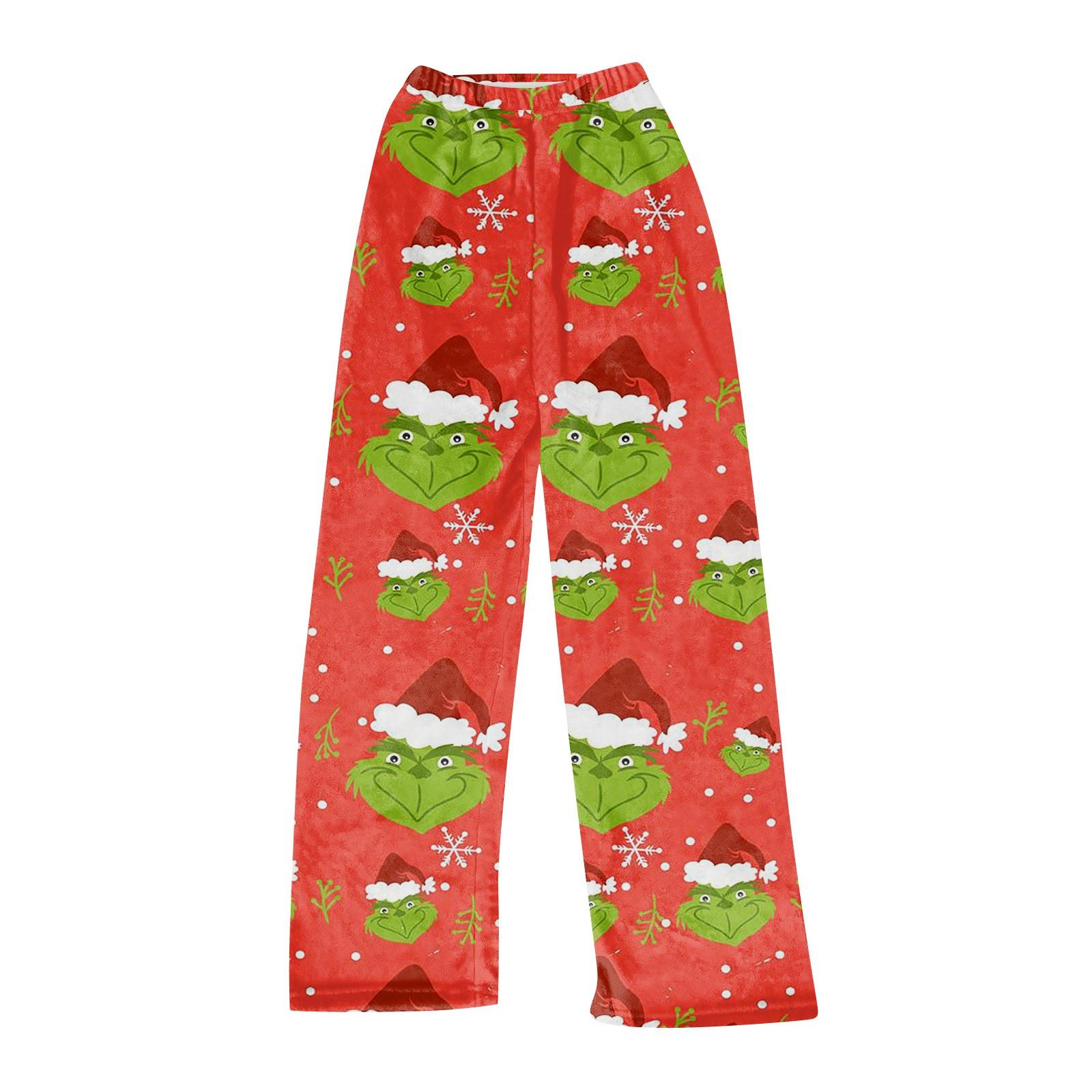 

Women s Fashion Casual Christmas Printed Pants Plush Casual Pants S червоний