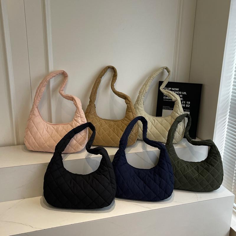 Diamond Embroidery Tote Bag Shoulder Bag Women Solid Color Large Capacity Crossbody Bag