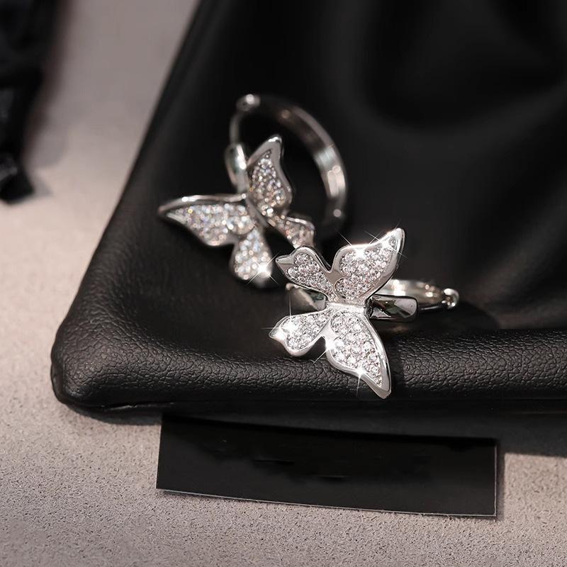 VENTFILLE 925 Sterling Silver Butterfly Hoop Earring for Women Simplicity Versatile Sweet Insect Fashion Jewelry Gift Dropship