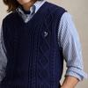 Polo Ralph Lauren Gilet Uni Lâche Col V Maille Coton Hommes Hauts Bleu Foncé-Clair MNPOSWE1CM20116-400