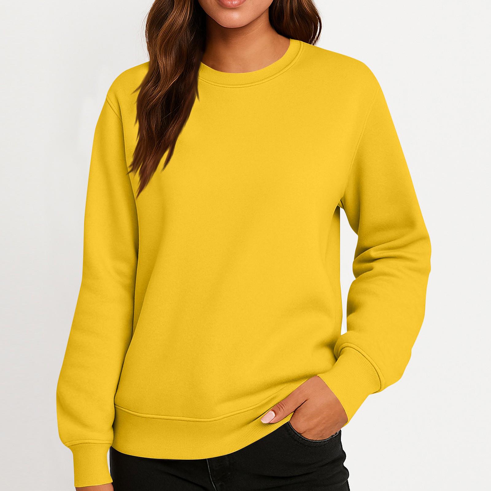 

Women s Fashion Solid Color Casual Long Sleeve Hoodie XL жёлтый