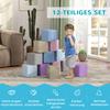 Soft Building Blocks, 12 Cubes of 20 x 20 x 20 cm, Easy-Care, Child-Safe, for 1-3 Years, Faux Leather