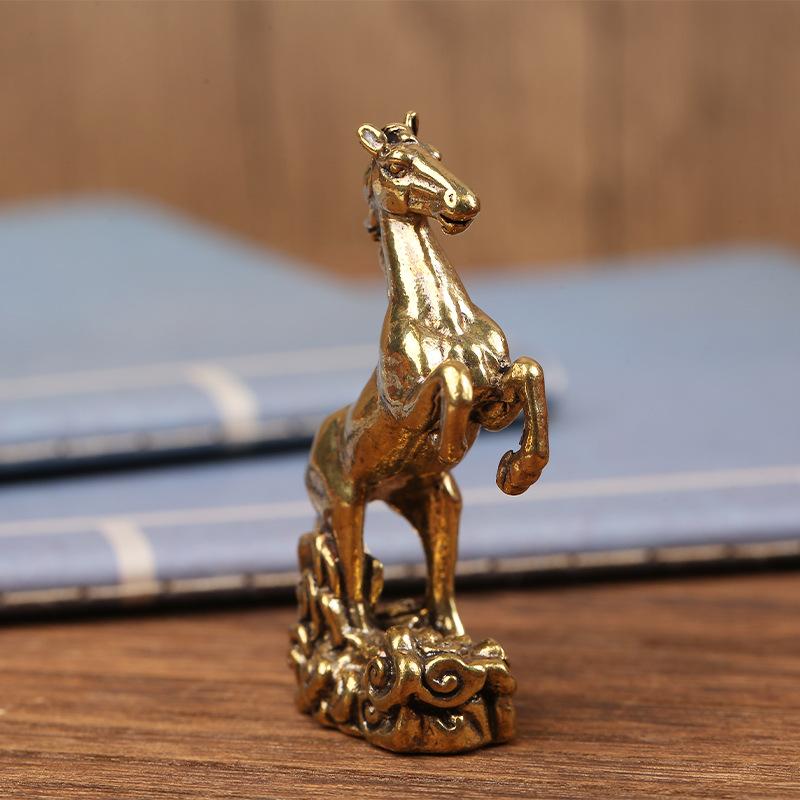 Brass Horse Desktop Ornament, Living Room Coffee Table Sculpture, Metal Craft, Home Decoration, Chinese Zodiac Horse Statue