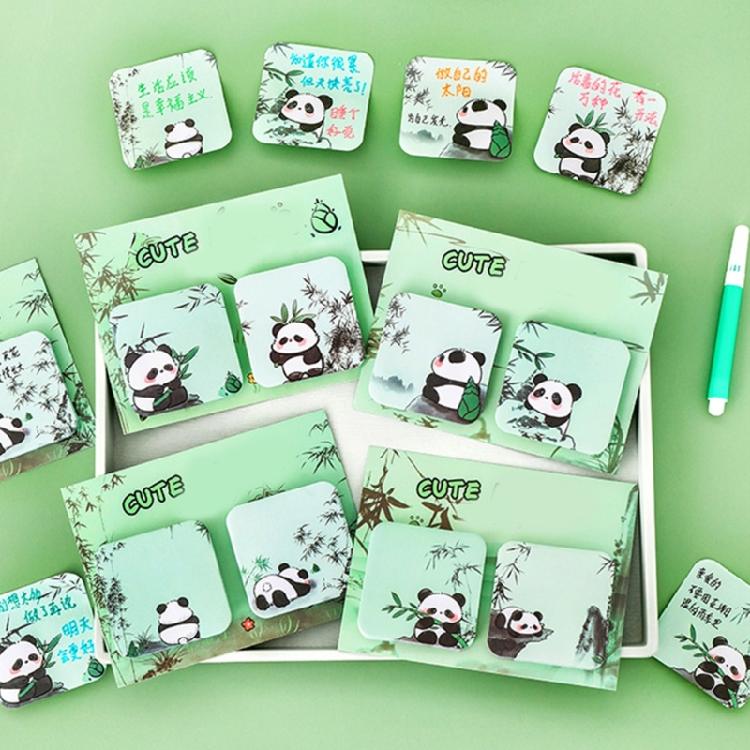 Cartoon Panda Sticky Note Paper 60Sheets Adheive Notes Pocket Notes Memo Pad Small Notepads for Writing Journaling