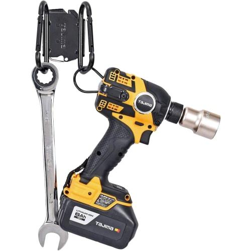 Tajima Safe System Detachable Tool Holder, High-Strength Steel, Large Double Carabiner, SFKHI-CLW. Easy to attach and detach. Attaches to your belt la