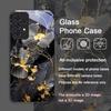 Aesthetic Flower Marble Texture Art Tempered Glass Phone Case for Samsung Galaxy A56 A72 A55 A54 A53 A52 A36 A51 A15 A14 Covers