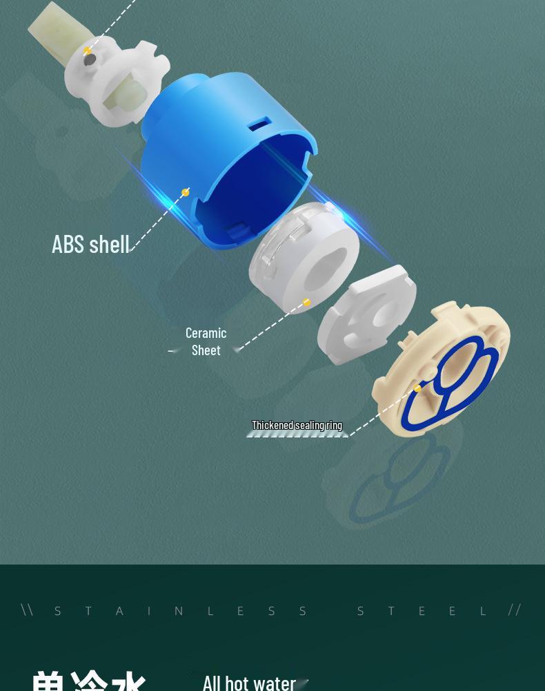 304 Stainless Steel Rotatable Anti-Splash Kitchen Faucet with Hot/Cold Mixing for Vegetable Sink