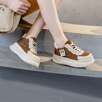 Plate Shoes Thick Bottom Medium Top Casual Single Shoes Flat Heeled Sneakers Women's