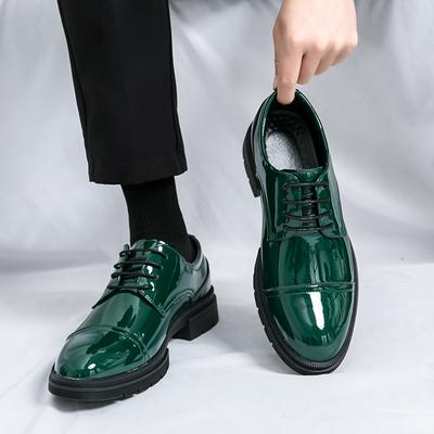Mode Klassischer Grüner Stil Lässige Derby Formelle Schuhe Karriere Büro Lederschuhe Spitze Zehenpartie Handgefertigt Business Hochzeitsschuhe Herren