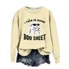 Women's Fashion Casual Long Sleeve Halloween Printed  Neck Sweatshirt