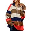 Autumn and Winter New Long Sleeved 1/4 Zipper Pullover with Split Color Block for Women's Sweaters and Hoodies