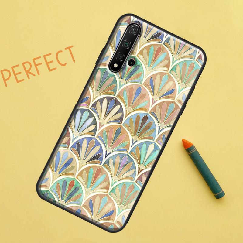 Muted Moroccan Mosaic Tiles For Huawei Nova 12s 11i 7i 8i 12i Y73 Y70 Y90 Y60 Y72 Y61 Y91 9 10 SE P40 Lite P30 Pro Case