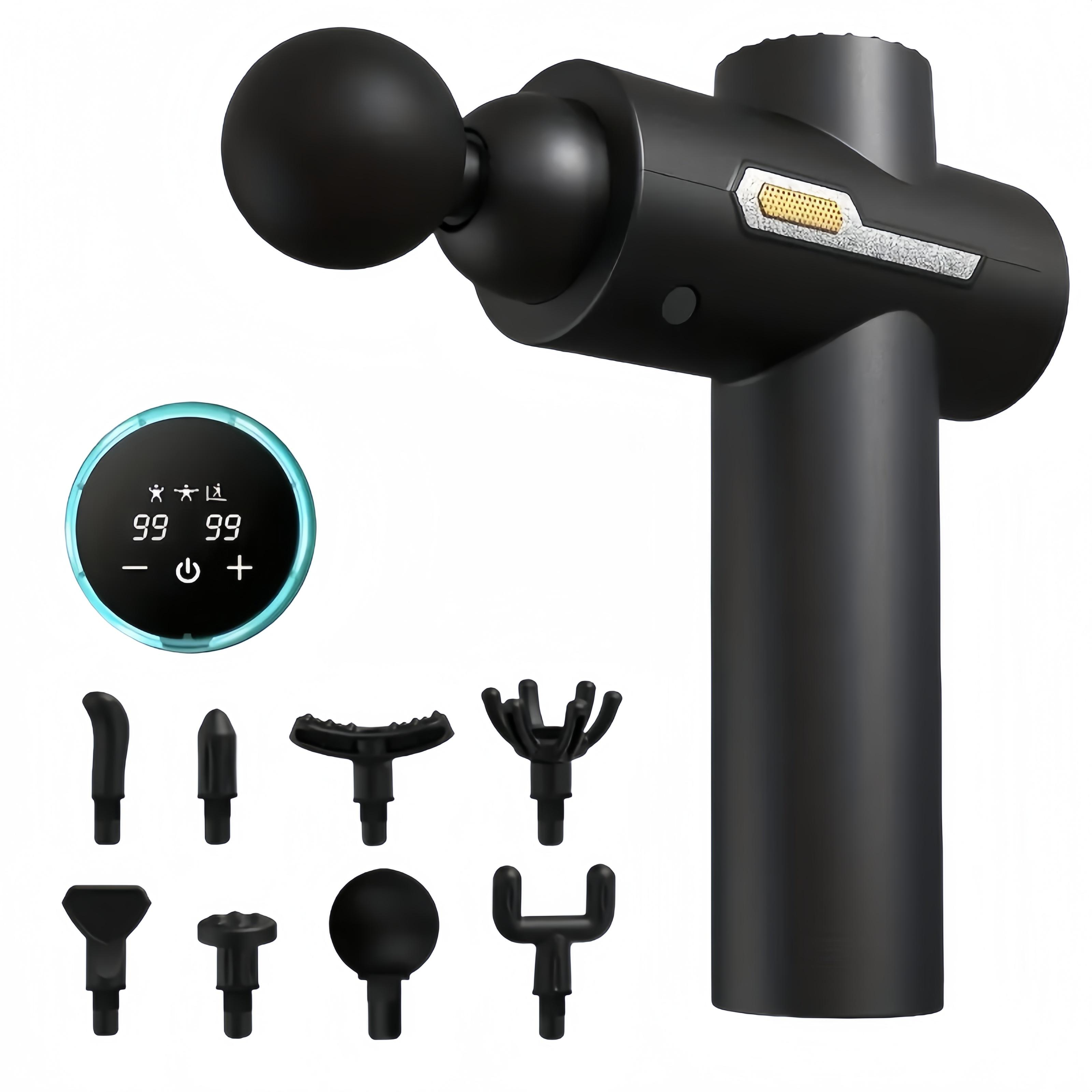 

Массажный пистолет YOSYO, Массажный пистолет для глубоких тканей для облегчения боли, с 8 массажными головками и 6 скоростями чёрный