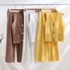 Style Women's Clothing Gold Button Collar Knitted Vest Casual Loose Trousers Two-piece Suit