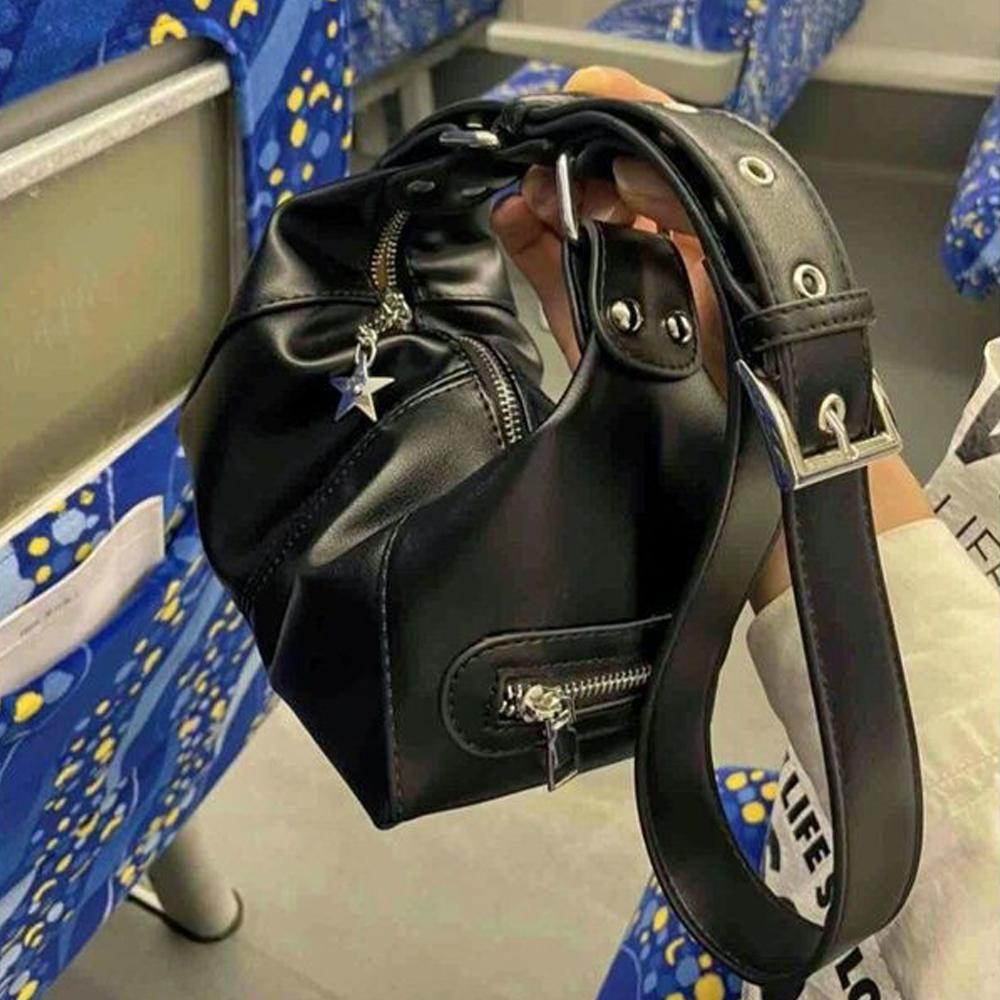 Koreansk Gotisk Stjärntjej Svart Handväska Harajuku Estetisk Vintage Axelremsväska Trendiga Dam Messenger Tote-väskor