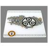 [A1098] - Glass Coaster 'Triskel' Black White Ocher - 20x20 Cm