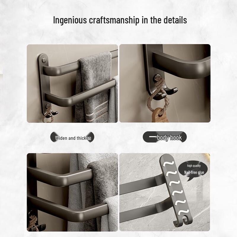 Bohrfreier Doppelhandtuchhalter aus Aluminium
