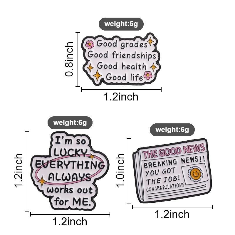 Xiaomi Positive Affirmation Motivational Quote Enamel Pins Lucky Everything Works Out Good Grades Good Life Brooch Lapel Badge Jewelry