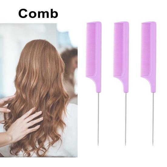 3Pcs Rat Tail Combs Bright Color Heat-Resistant Lightweight Anti-static Hairdressing Rat Tail Combs Salon Supplies