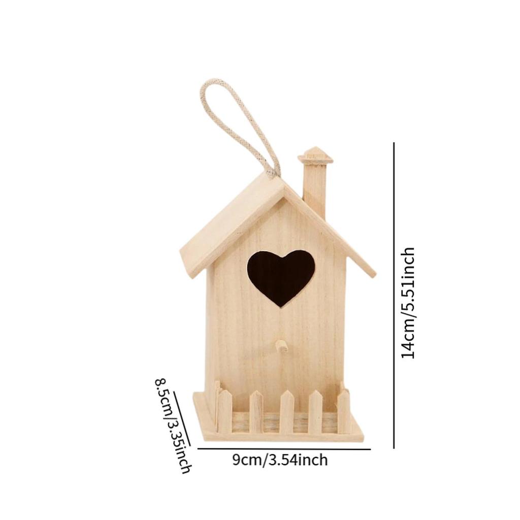 Paintable Mini Wooden Bird House Hanging Nest Box DIY Bird Cage for Outdoor Garden Courtyard Decorative Birds