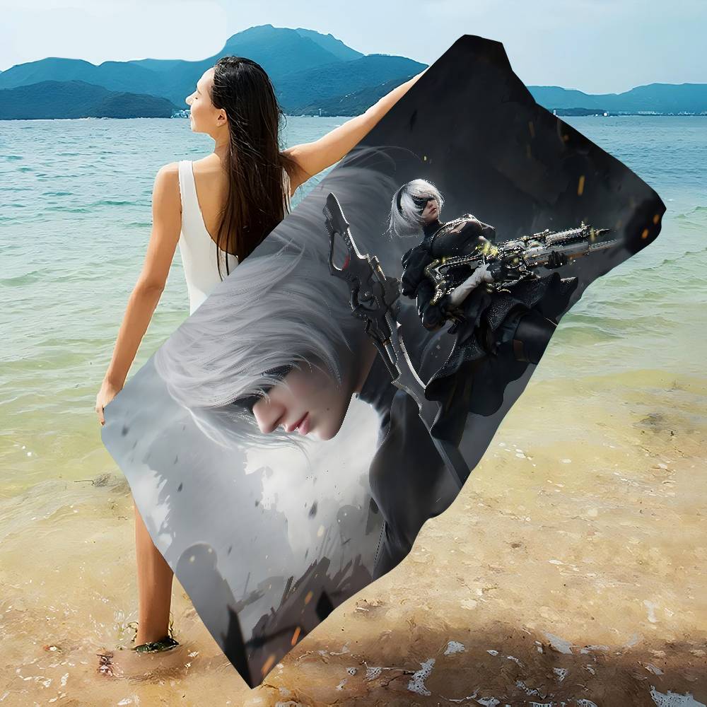 Game Nier Automata Anime Beach Swimming Towel Soft Absorbent Washcloth Children's Gifts for Kids Travel Camping Gym