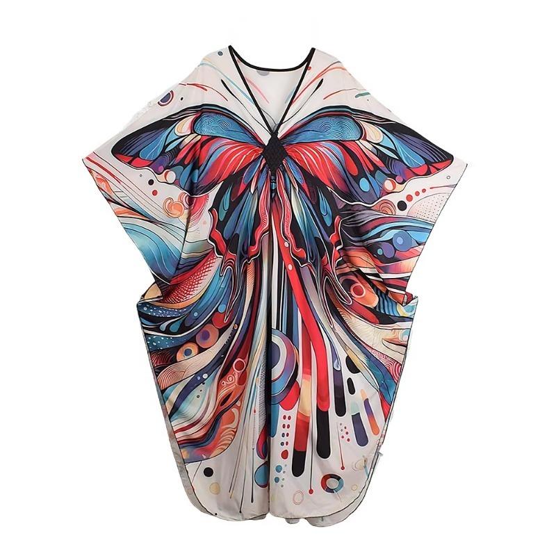 

XITAO Butterfly Print V-neck Dress GJ1168 One Size