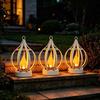 Rust Proof Patio Hanging Decor Solar Flame Lantern, Garden Metal Outdoor Durable Exterior Yard Waterproof Lantern for Porch Automatic Dusk To