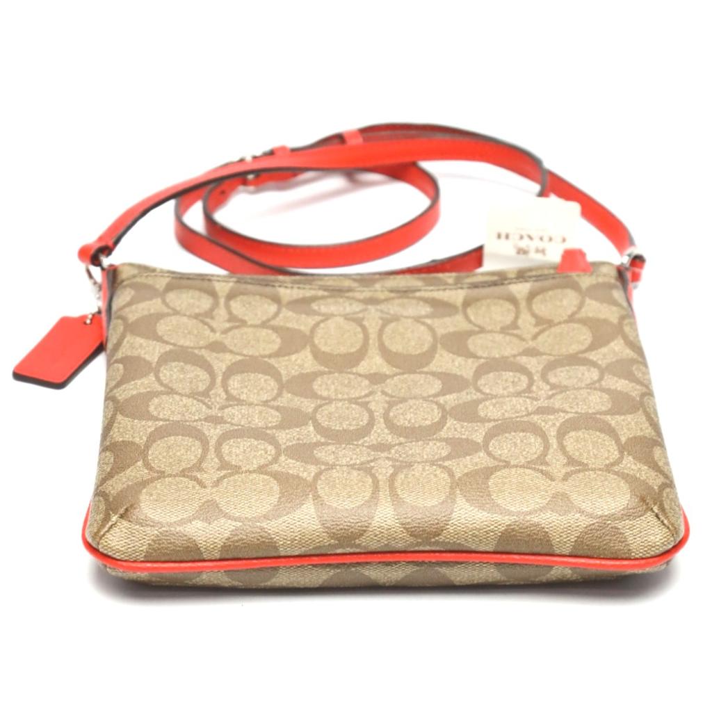 COACH Diagonal crossing canvas Signature F35940 Shoulder Bag leather Brown Used