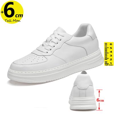 Man Lift Sneakers Men Booster Shoes Elevator  Height Increase Insole 6cm White Sneakers