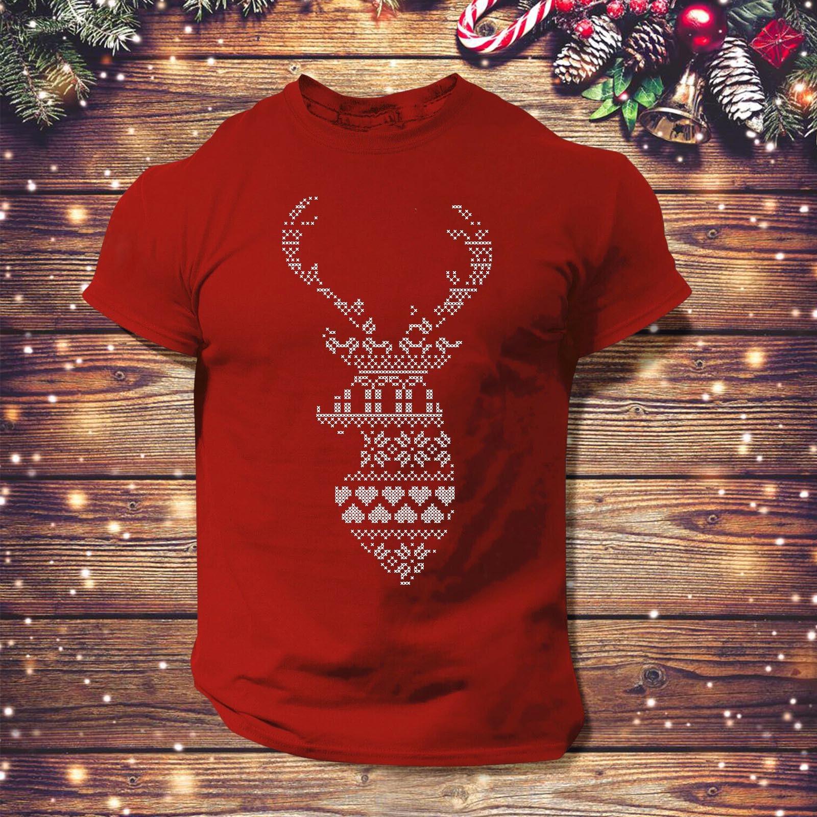 

Мужская футболка с рождественским принтом, круглый вырез, короткий рукав XL красный