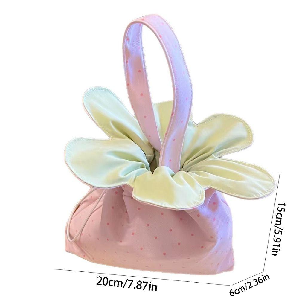 Bundle Pocket Flower Drawstring Crossbody Bag Korean Style Plaid Sparkly Star Flower Bag Cute Portable Canvas Shoulder Bag Women