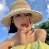 Lace bow straw hat women's summer breathable large brim sunshade sunscreen hat seaside outing beach hat