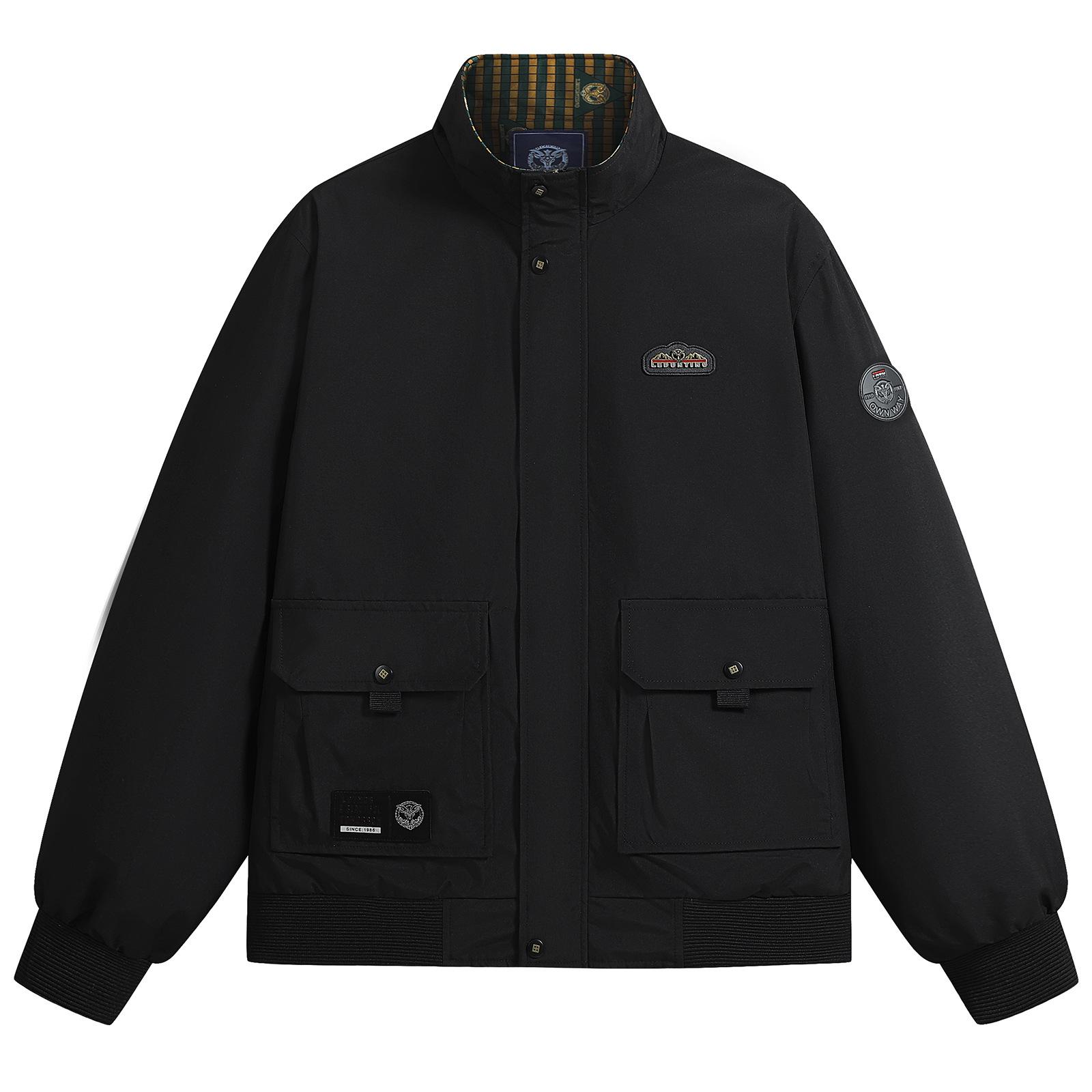 

Jacket Embroidered Stand Collar Jacket Men s Jacket Handsome Casual Work Jacket Multi-pocket S