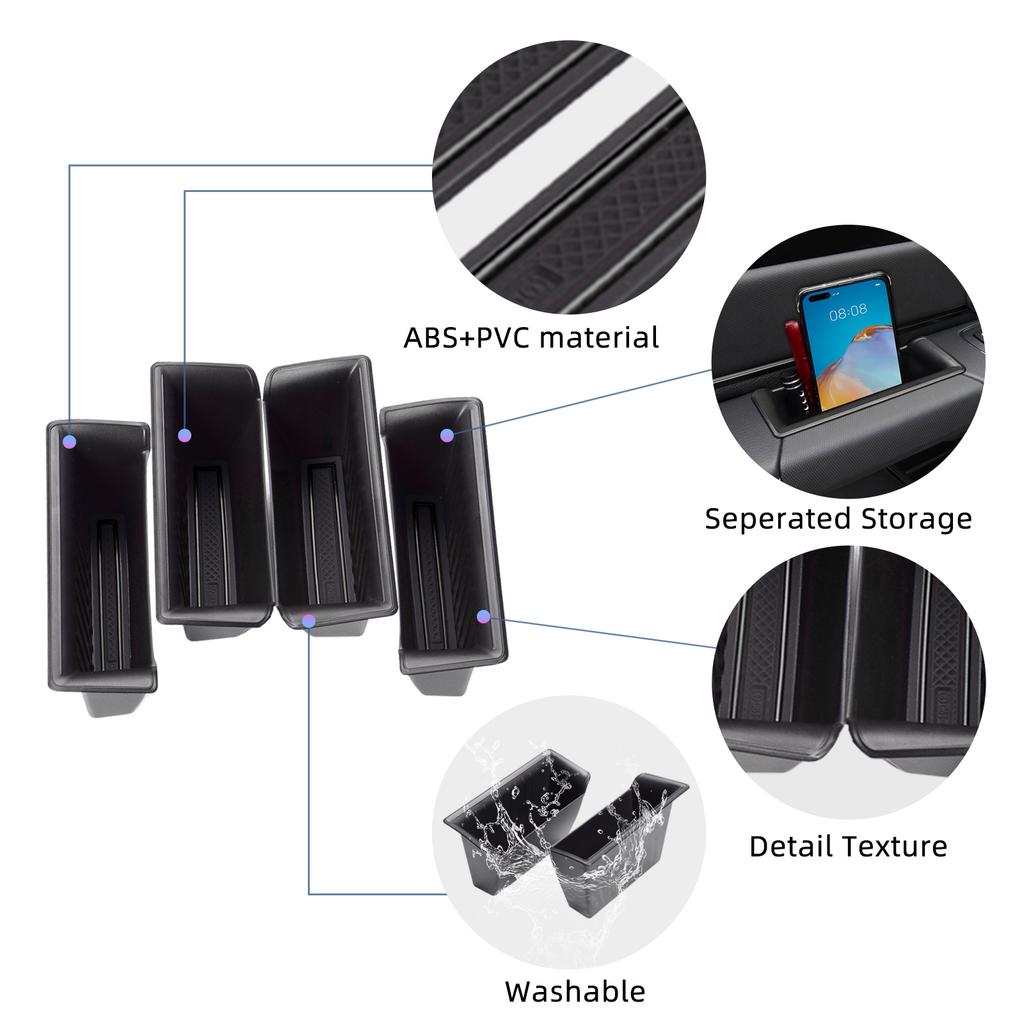 For Dodge Ram 1500 2019-2026 Car Front Rear Door Holder Tray Door Handle Storage Box Organizer Accessories 4PCS ABS