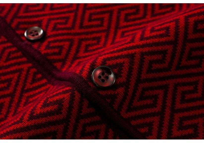 Women's Thick Pure Wool Cardigan: Large Size Stand Collar Sweater for Middle-aged and Elderly