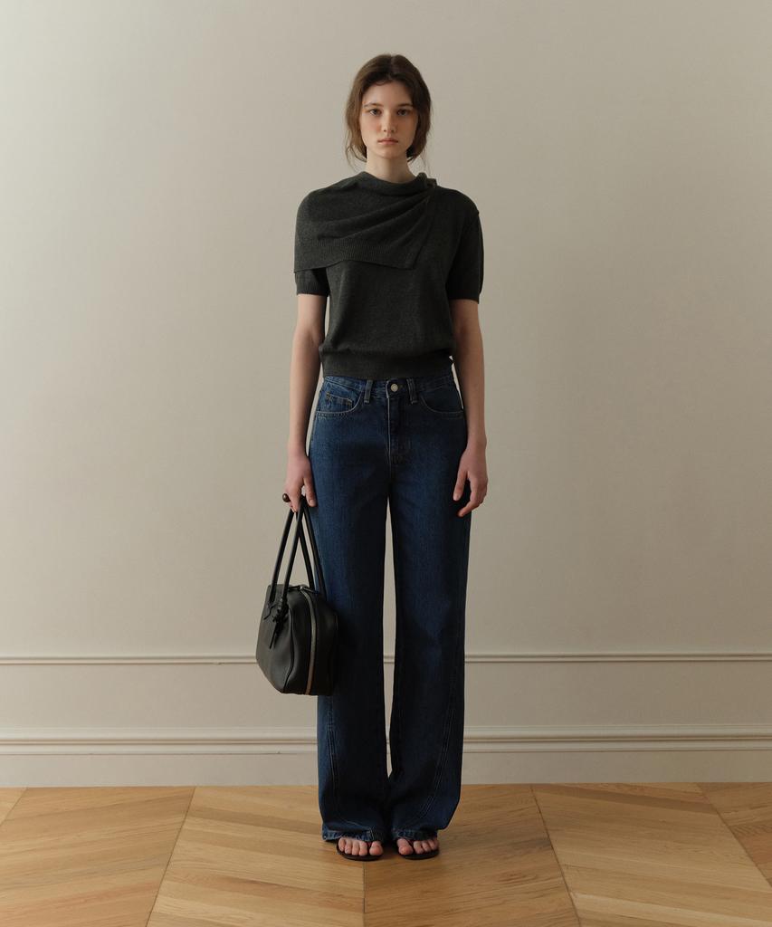 Poyueoaijeuonli Bay Layered Half Knit Set (Charcoal)