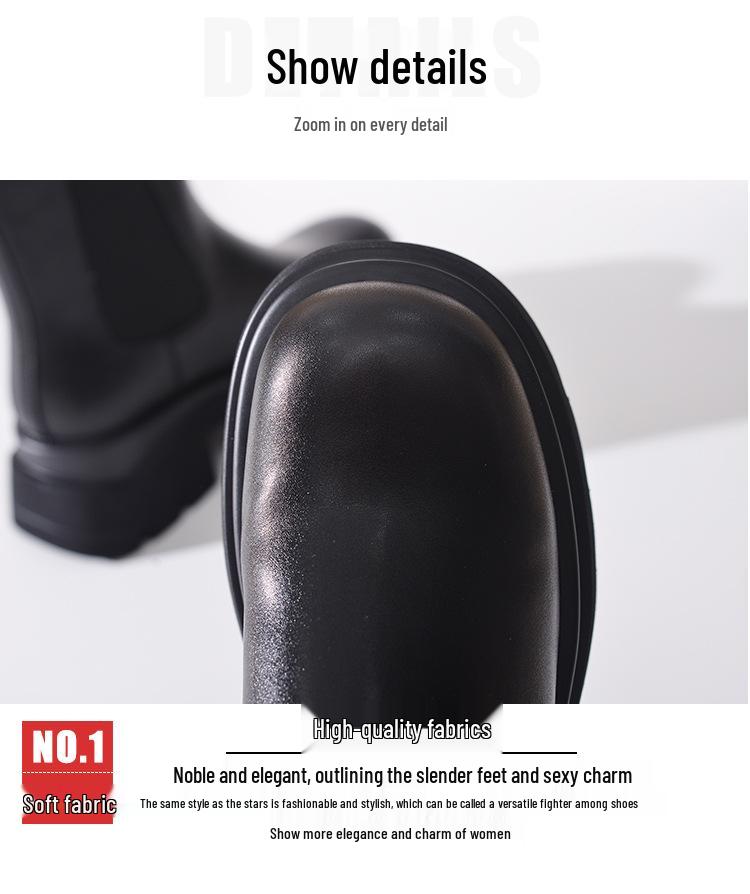 2025 Women's Black Chelsea Martin Boots: Chunky Heel, Round Toe, Platform Design